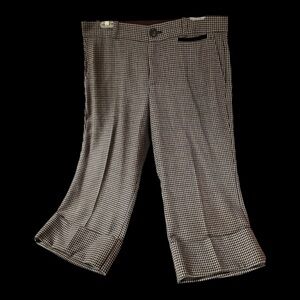 Vintage Pink Tartan Wool Houndstooth Cropped and Cuffed Classic Fit